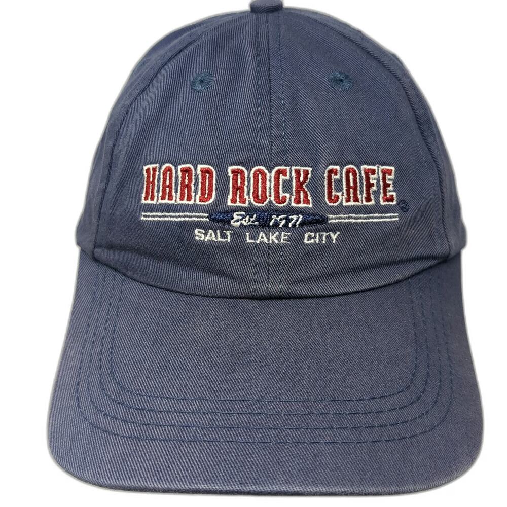 Hard Rock Cafe Salt Lake City Baseball Cap Blue Red White One Size Hat Slideback